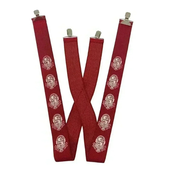 Beck's Beer Germany Men's Red X Back Elastic Suspenders 38" Strap - Picture 1 of 3